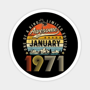 Awesome Since January 1971 Vintage 52nd Birthday Magnet